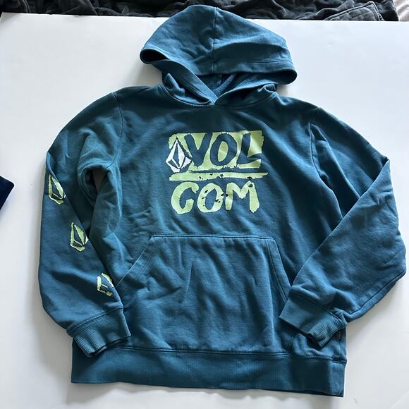 Volcom Teal Blue Hoodie Sweatshirt - Size Large - Picture 2 of 8